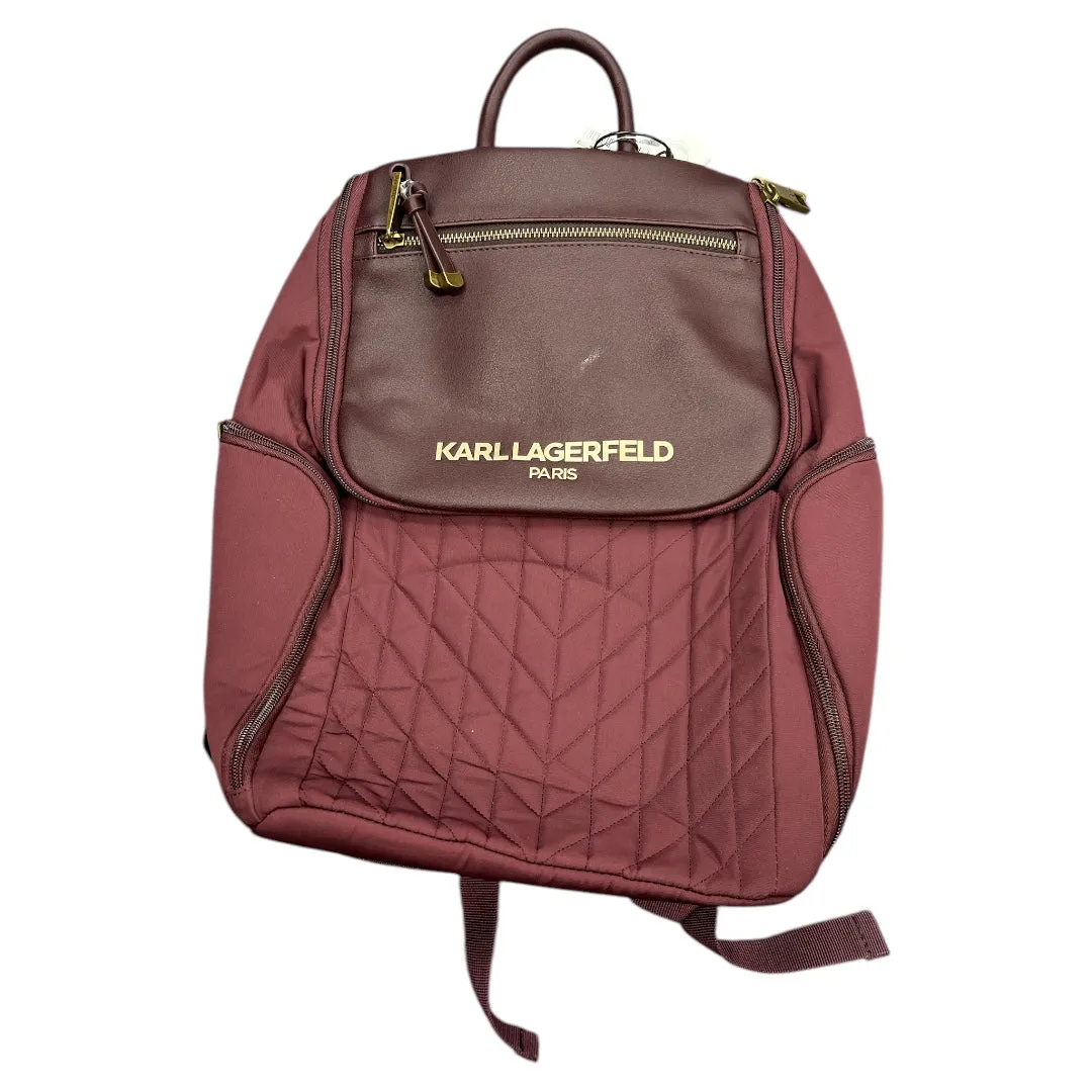 Backpack Designer By Karl Lagerfeld In Maroon, Size:Medium