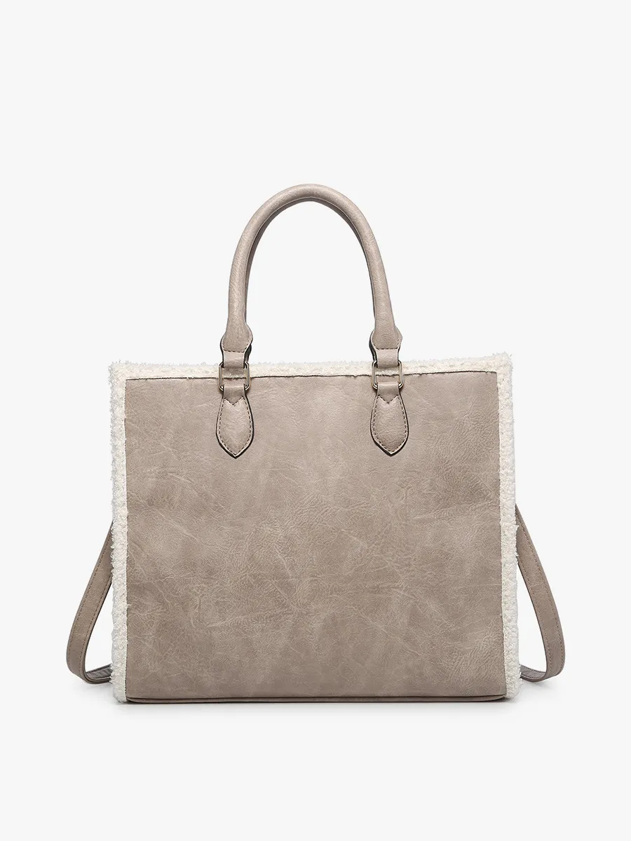 Bevin Vegan Sherpa Trim Tote