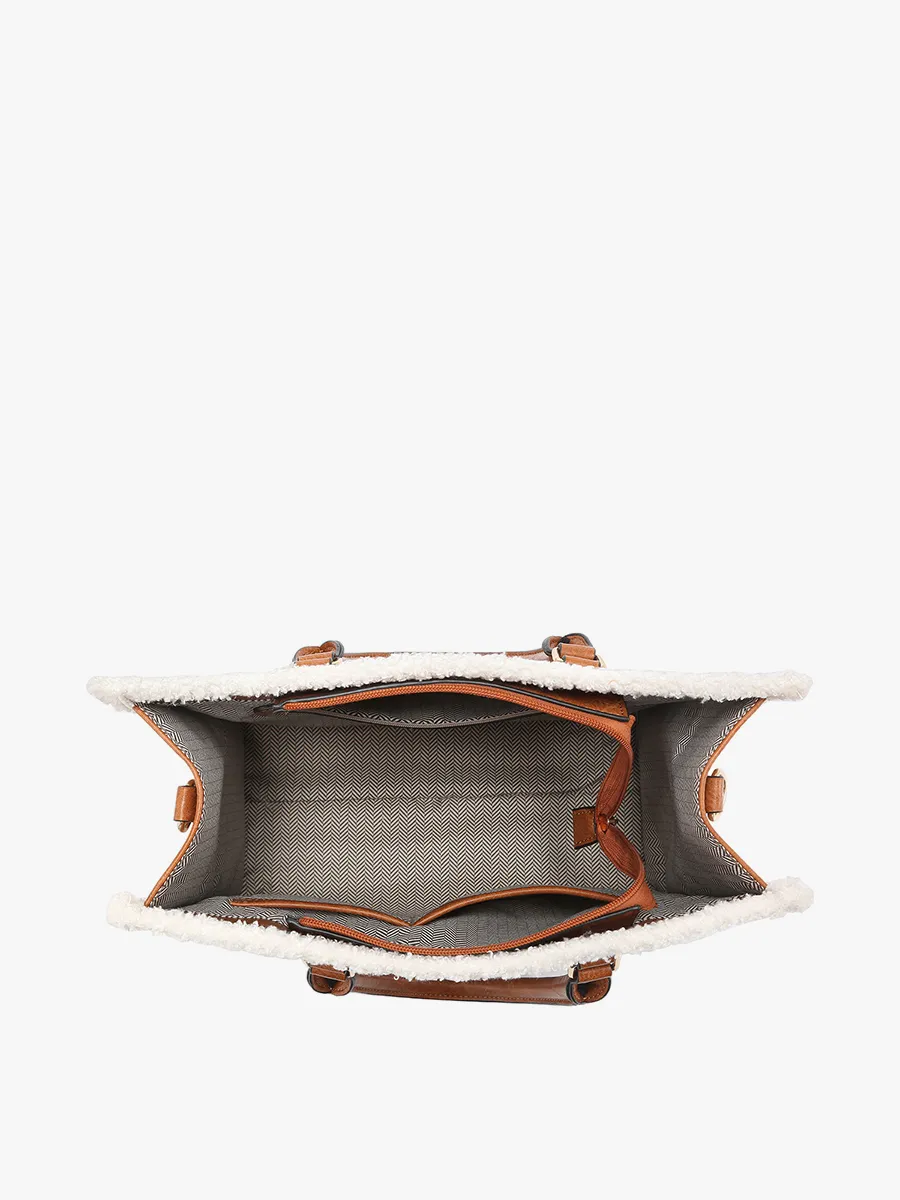 Bevin Vegan Sherpa Trim Tote