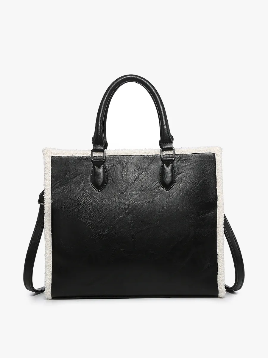 Bevin Vegan Sherpa Trim Tote