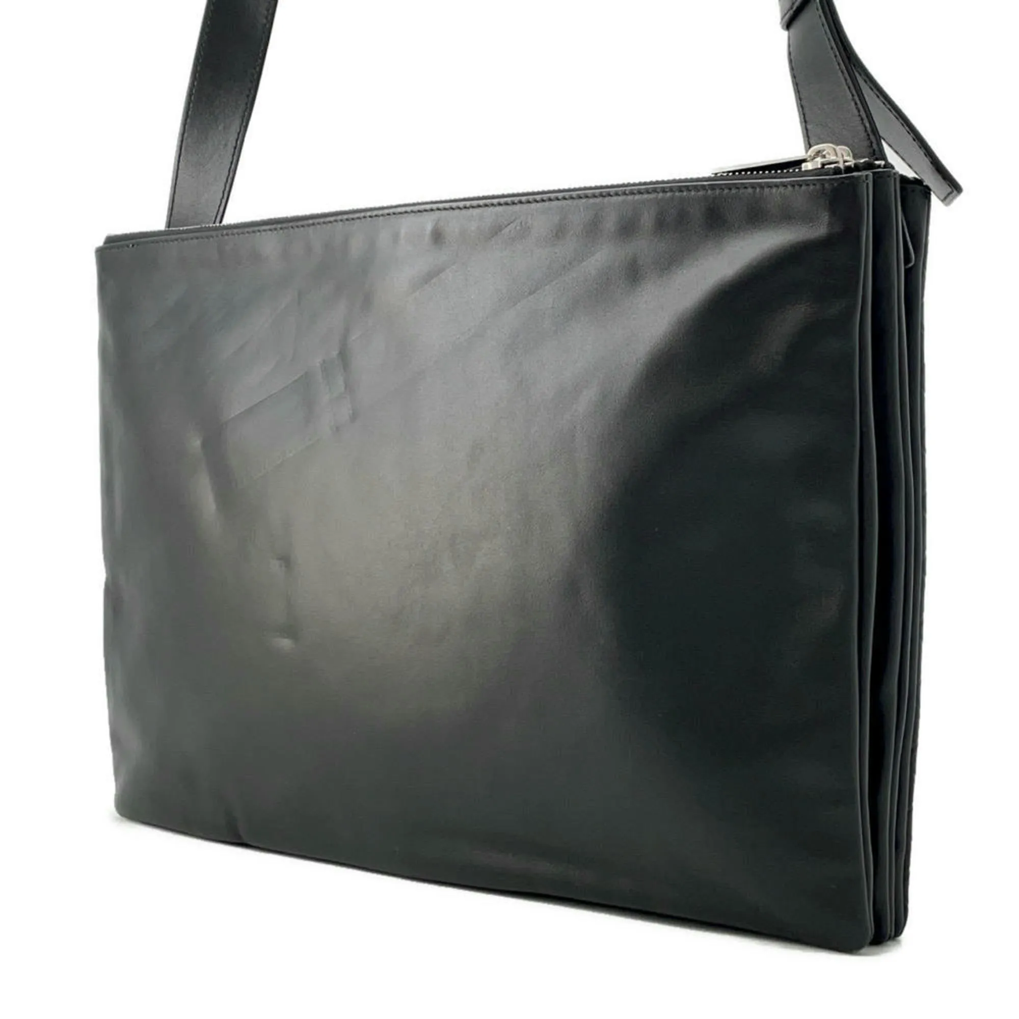 Bottega Veneta Intrecciato Leather Messenger Bag Shoulder Bag (Pre-Owned)