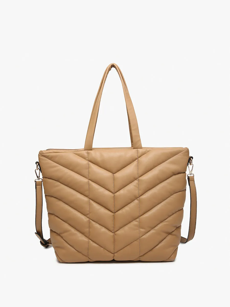 Brinley Vegan Quilted Chevron Tote