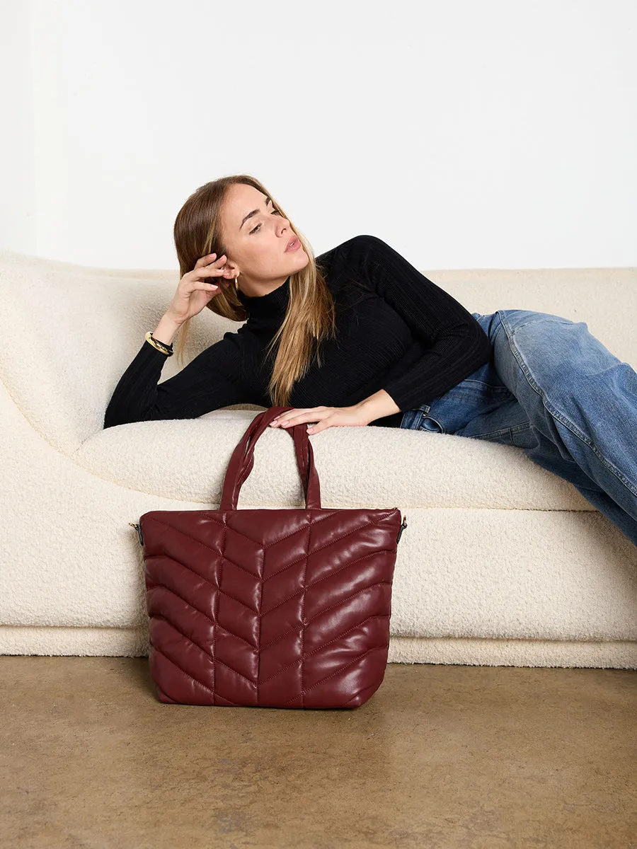 Brinley Vegan Quilted Chevron Tote
