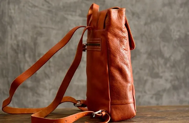 Brown Leather Mens Women Backpack Satchel Backpack School Backpack for men