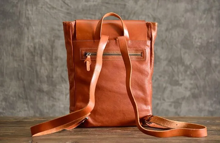 Brown Leather Mens Women Backpack Satchel Backpack School Backpack for men