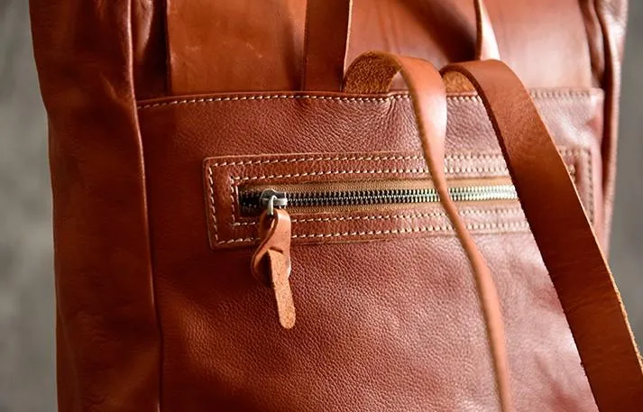 Brown Leather Mens Women Backpack Satchel Backpack School Backpack for men