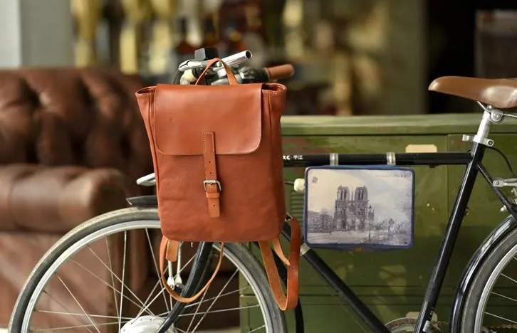 Brown Leather Mens Women Backpack Satchel Backpack School Backpack for men