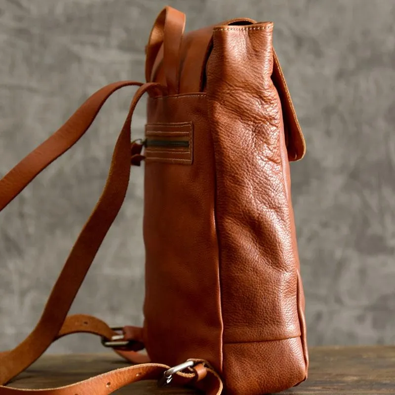 Brown Leather Mens Women Backpack Satchel Backpack School Backpack for men