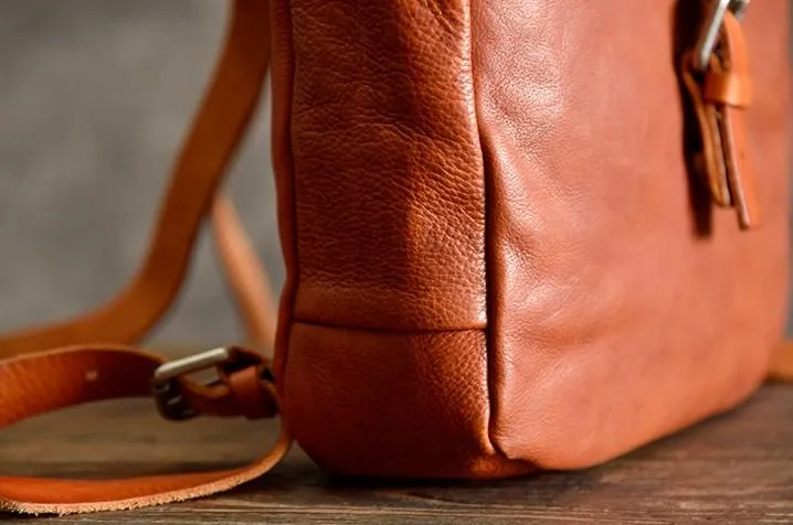 Brown Leather Mens Women Backpack Satchel Backpack School Backpack for men
