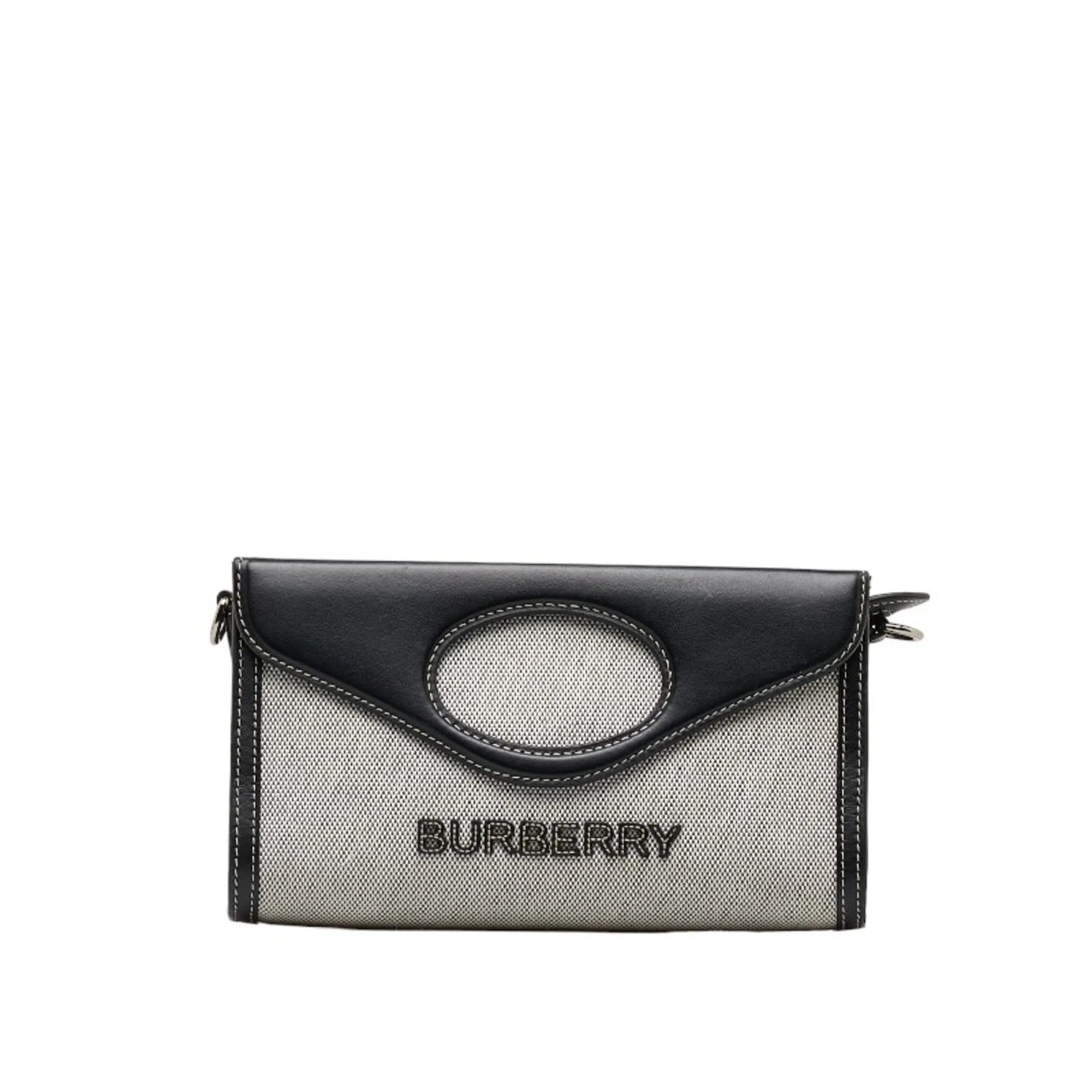Burberry   Cotton Canvas Leather Handbag Shoulder Bag (Pre-Owned)
