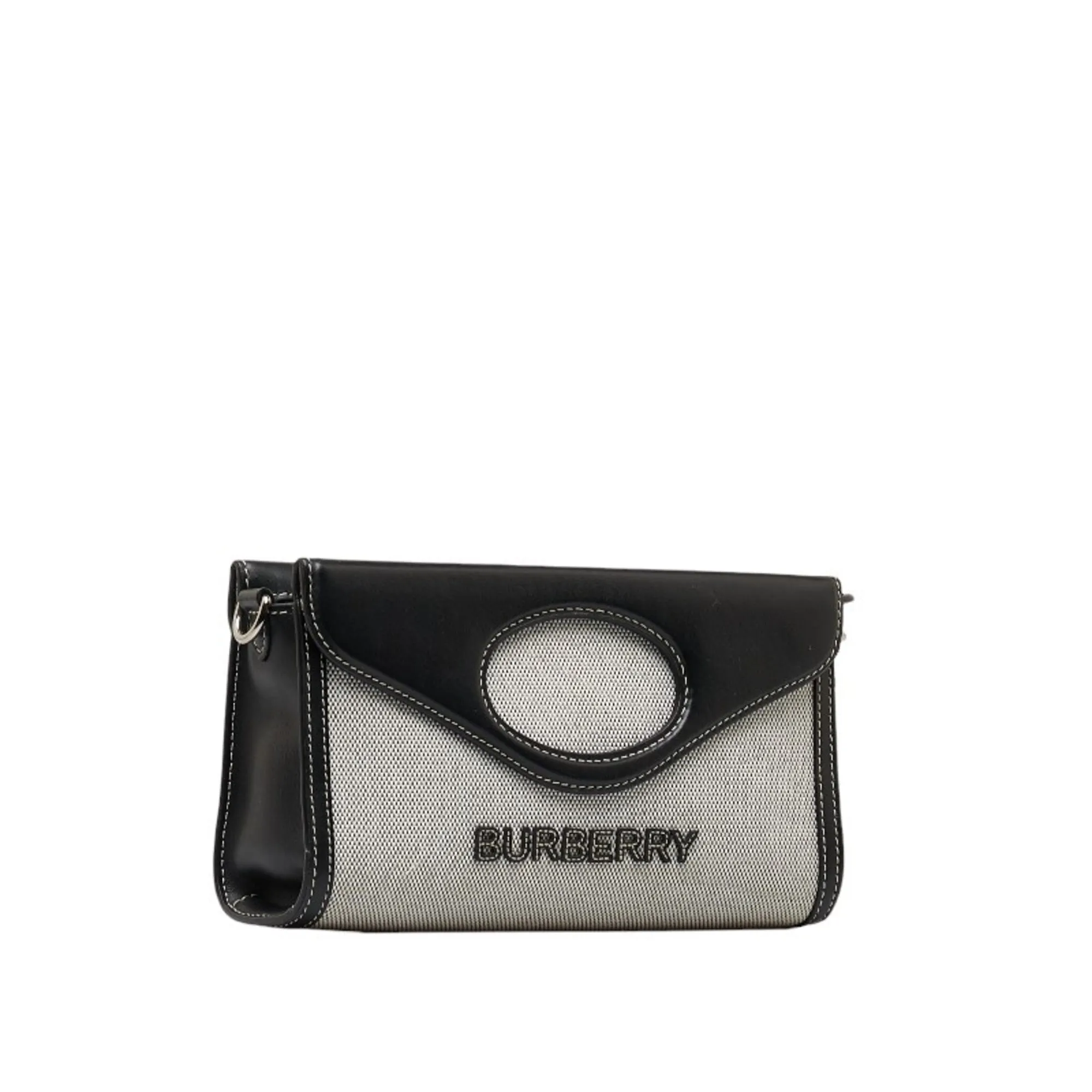Burberry   Cotton Canvas Leather Handbag Shoulder Bag (Pre-Owned)