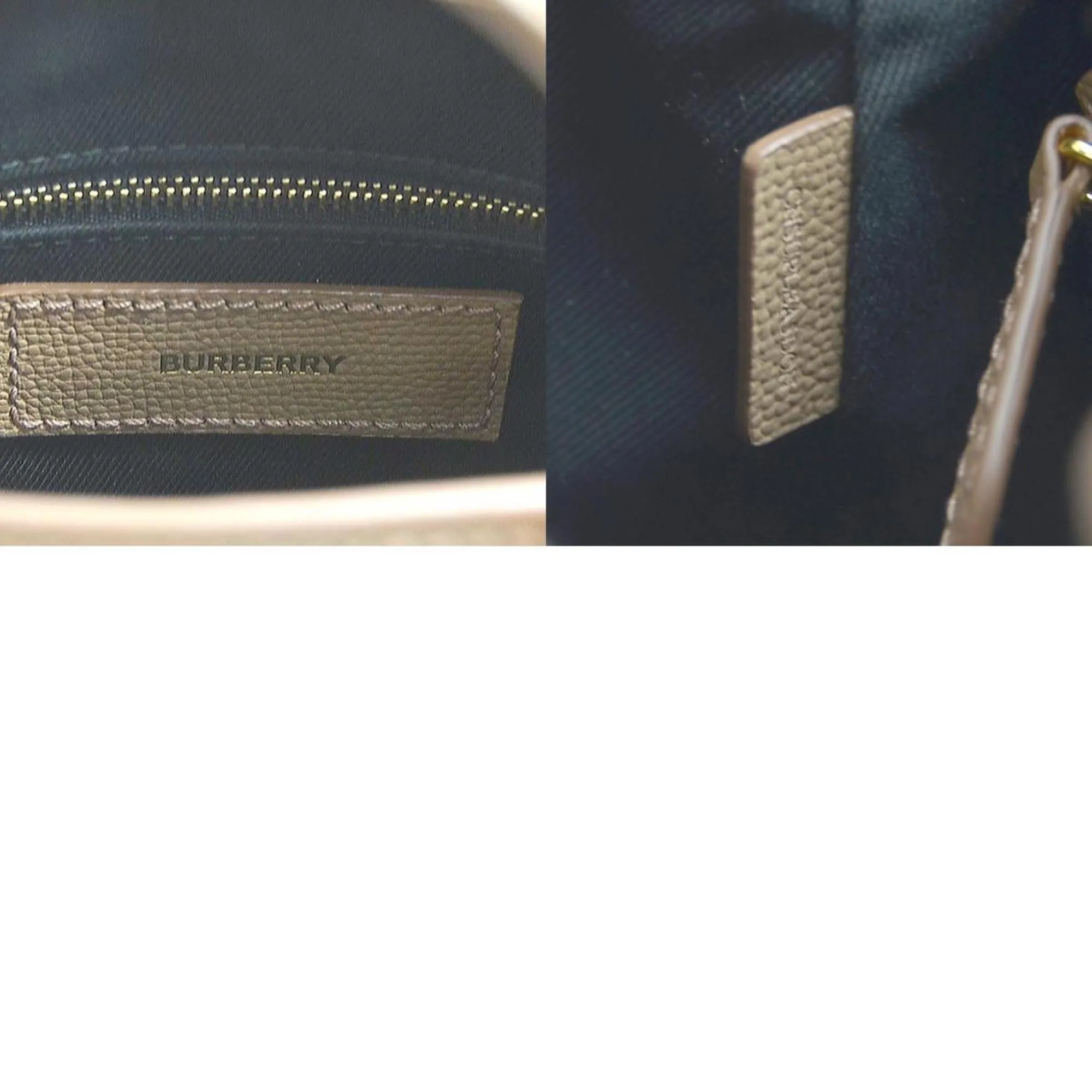 Burberry Leather Canvas Handbag Shoulder Bag (Pre-Owned)