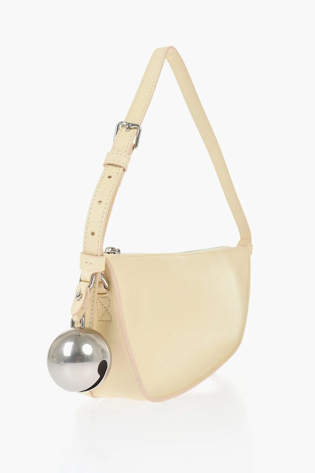 Burberry Leather Shield Sling Shoulder Bag With Silver-Tone Charm