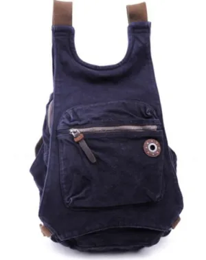 Canvas Dark Blue Mens Hiking Backpack School Backpack Green College Backpack For Men