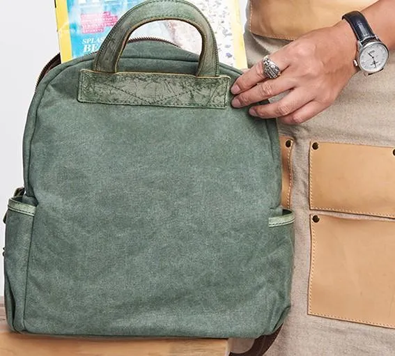 Canvas Green Women Cool Backpack Canvas Travel Bag Canvas Handbag for Women