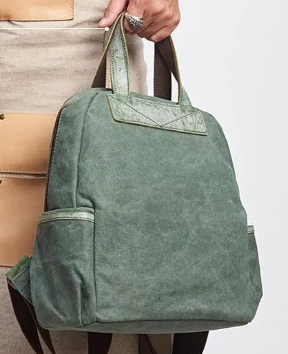 Canvas Green Women Cool Backpack Canvas Travel Bag Canvas Handbag for Women