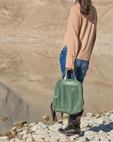 Canvas Green Women Cool Backpack Canvas Travel Bag Canvas Handbag for Women