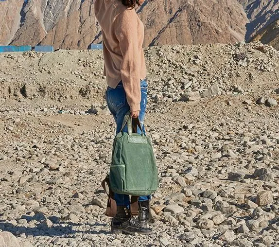 Canvas Green Women Cool Backpack Canvas Travel Bag Canvas Handbag for Women