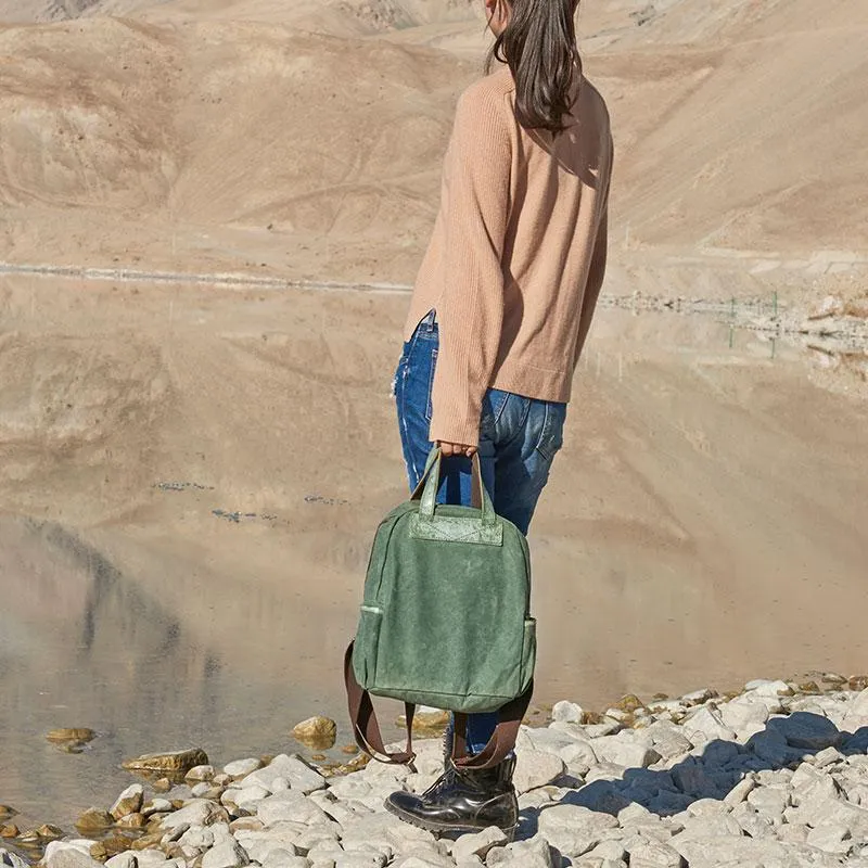 Canvas Green Women Cool Backpack Canvas Travel Bag Canvas Handbag for Women