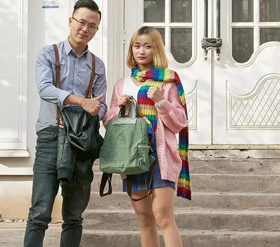 Canvas Green Women Cool Backpack Canvas Travel Bag Canvas Handbag for Women
