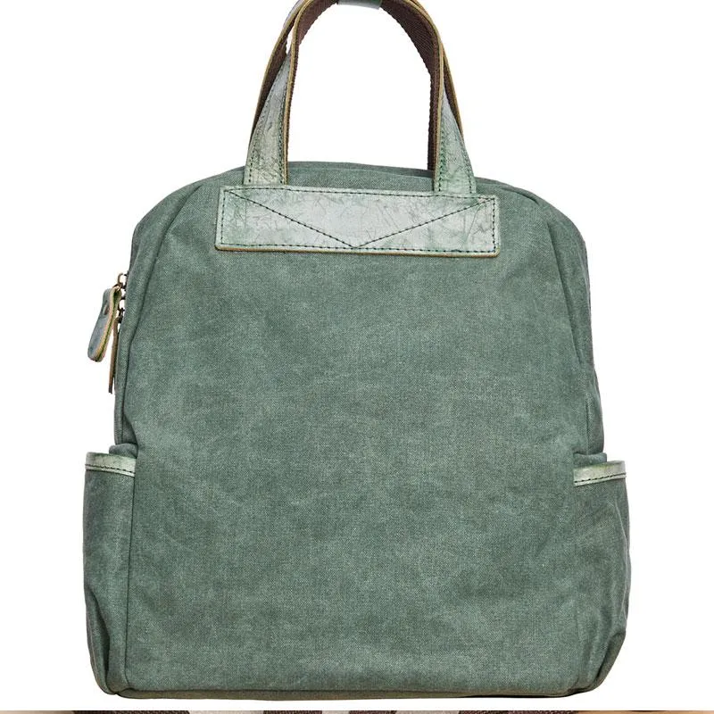 Canvas Green Women Cool Backpack Canvas Travel Bag Canvas Handbag for Women