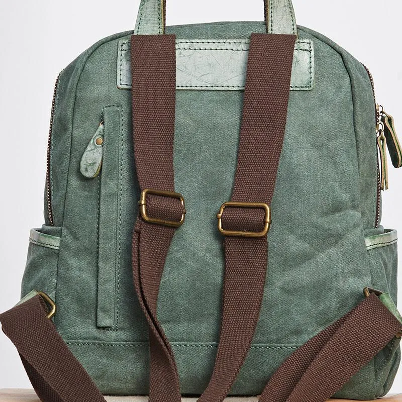 Canvas Green Women Cool Backpack Canvas Travel Bag Canvas Handbag for Women