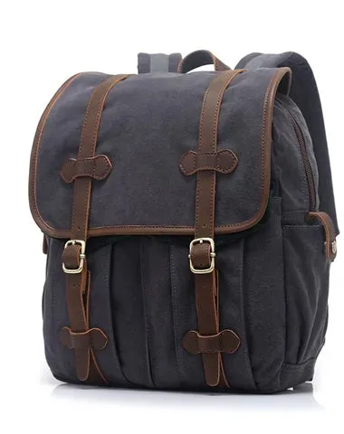 Canvas Leather Mens 15" Green Backpack Computer Backpack Luggage Backpack for Men