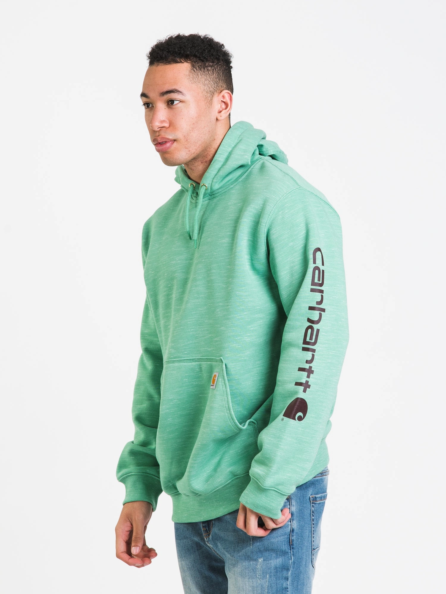 CARHARTT LOOSE FIT MIDWEIGHT LOGO SLEEVE HOODIE - CLEARANCE