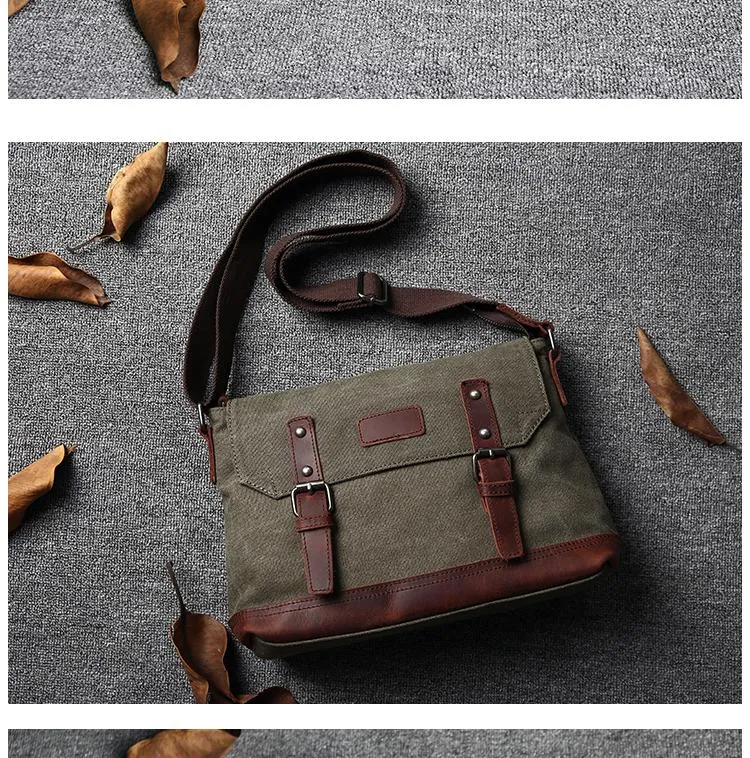 Casual Canvas Mens Womens Simple 10???? Side Bag Green Courier Bag Messenger Bag Backpack for Men