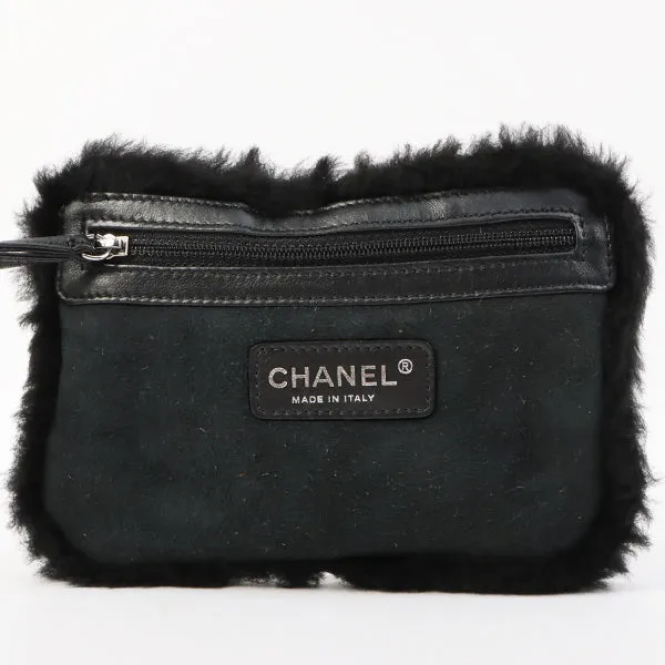 Chanel Around 2006 Made Mouton Cc Mark Stitch Shoulder Bag With Pouch Black