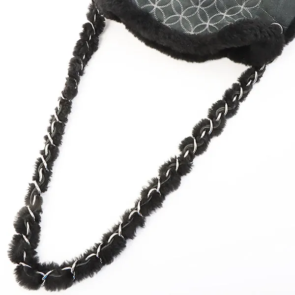 Chanel Around 2006 Made Mouton Cc Mark Stitch Shoulder Bag With Pouch Black