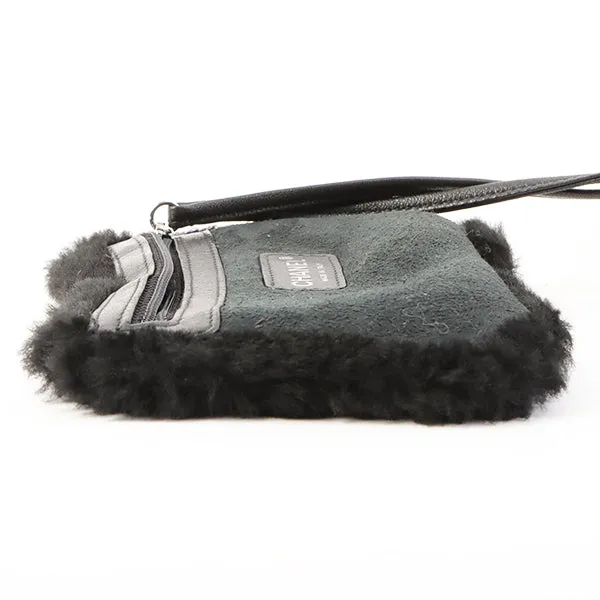 Chanel Around 2006 Made Mouton Cc Mark Stitch Shoulder Bag With Pouch Black