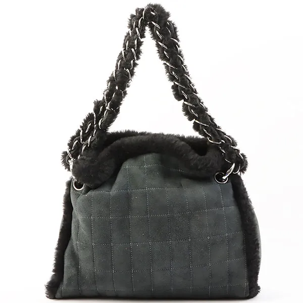 Chanel Around 2006 Made Mouton Cc Mark Stitch Shoulder Bag With Pouch Black