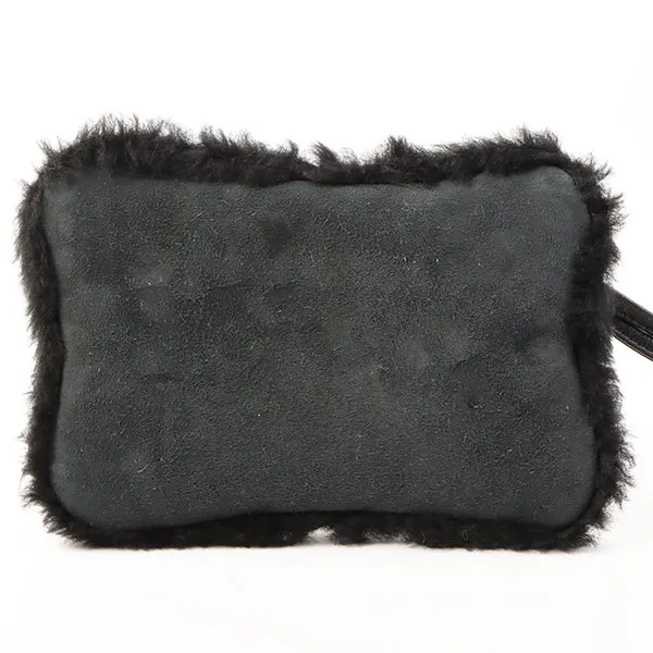 Chanel Around 2006 Made Mouton Cc Mark Stitch Shoulder Bag With Pouch Black