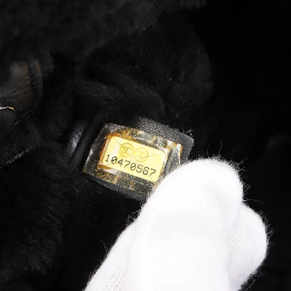 Chanel Around 2006 Made Mouton Cc Mark Stitch Shoulder Bag With Pouch Black