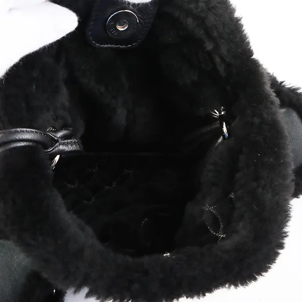 Chanel Around 2006 Made Mouton Cc Mark Stitch Shoulder Bag With Pouch Black