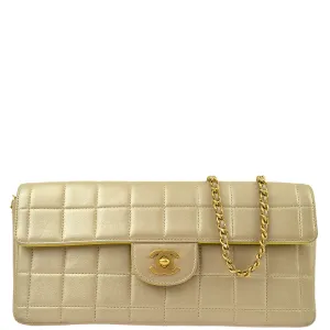 Chanel Beige Lambskin Choco Bar East West Shoulder Bag