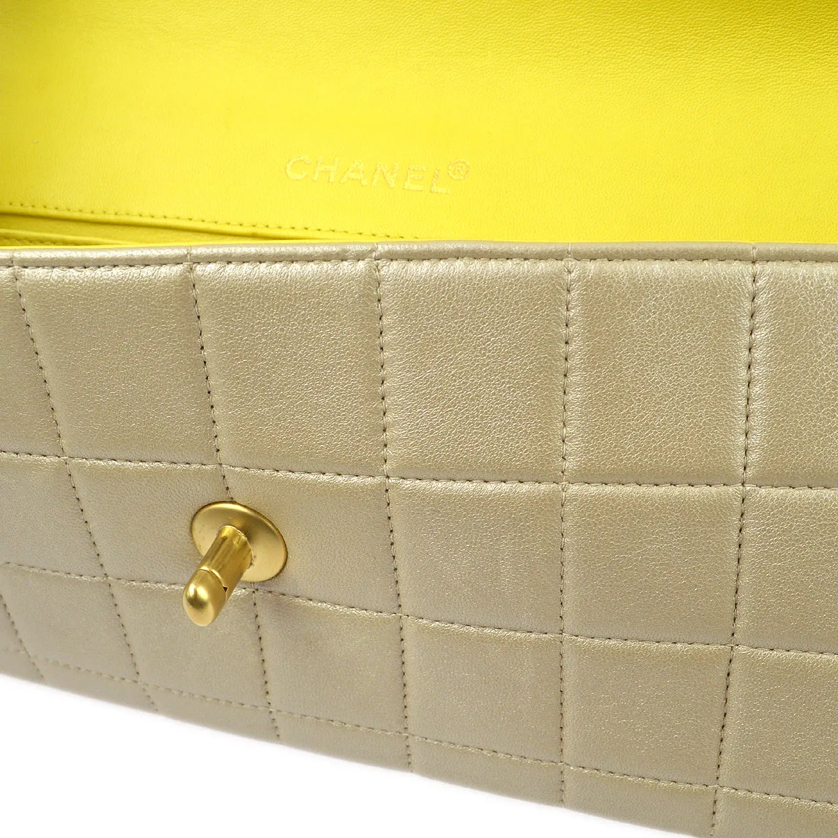 Chanel Beige Lambskin Choco Bar East West Shoulder Bag