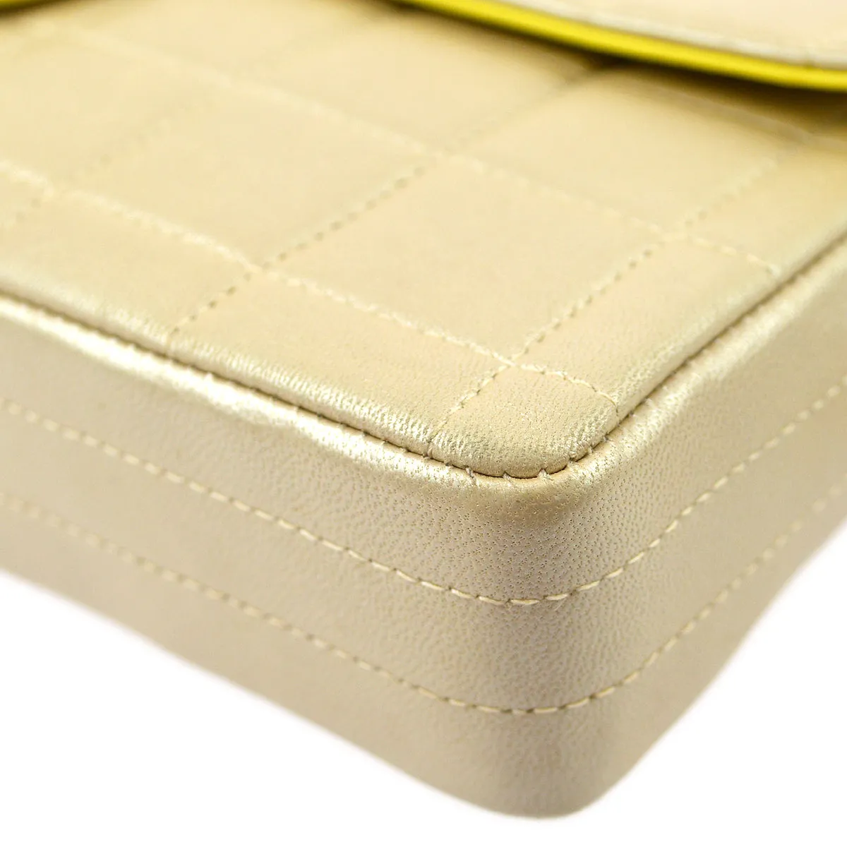 Chanel Beige Lambskin Choco Bar East West Shoulder Bag