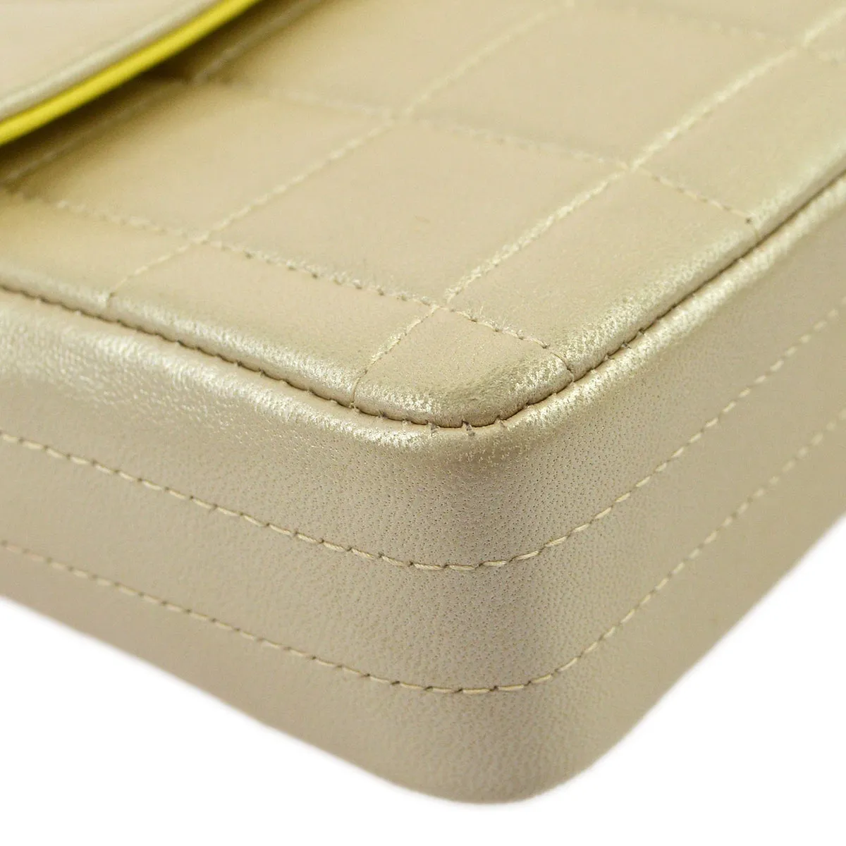 Chanel Beige Lambskin Choco Bar East West Shoulder Bag
