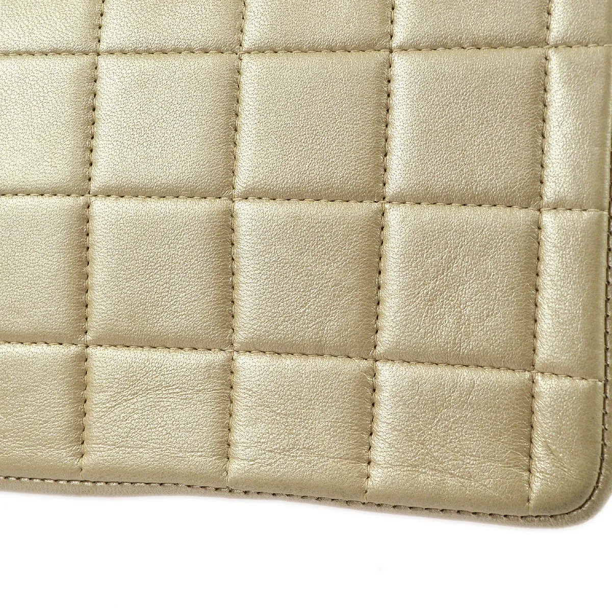 Chanel Beige Lambskin Choco Bar East West Shoulder Bag