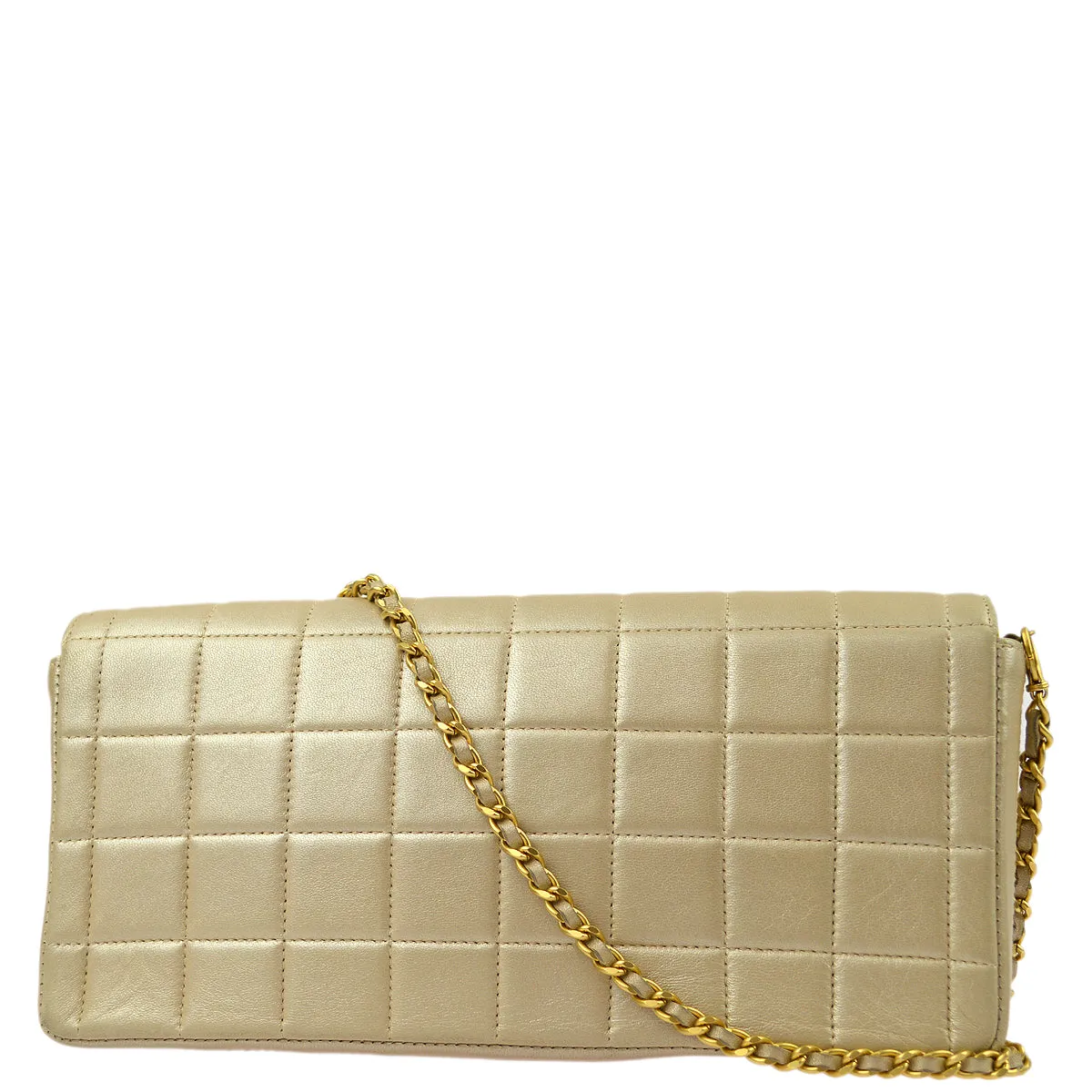 Chanel Beige Lambskin Choco Bar East West Shoulder Bag