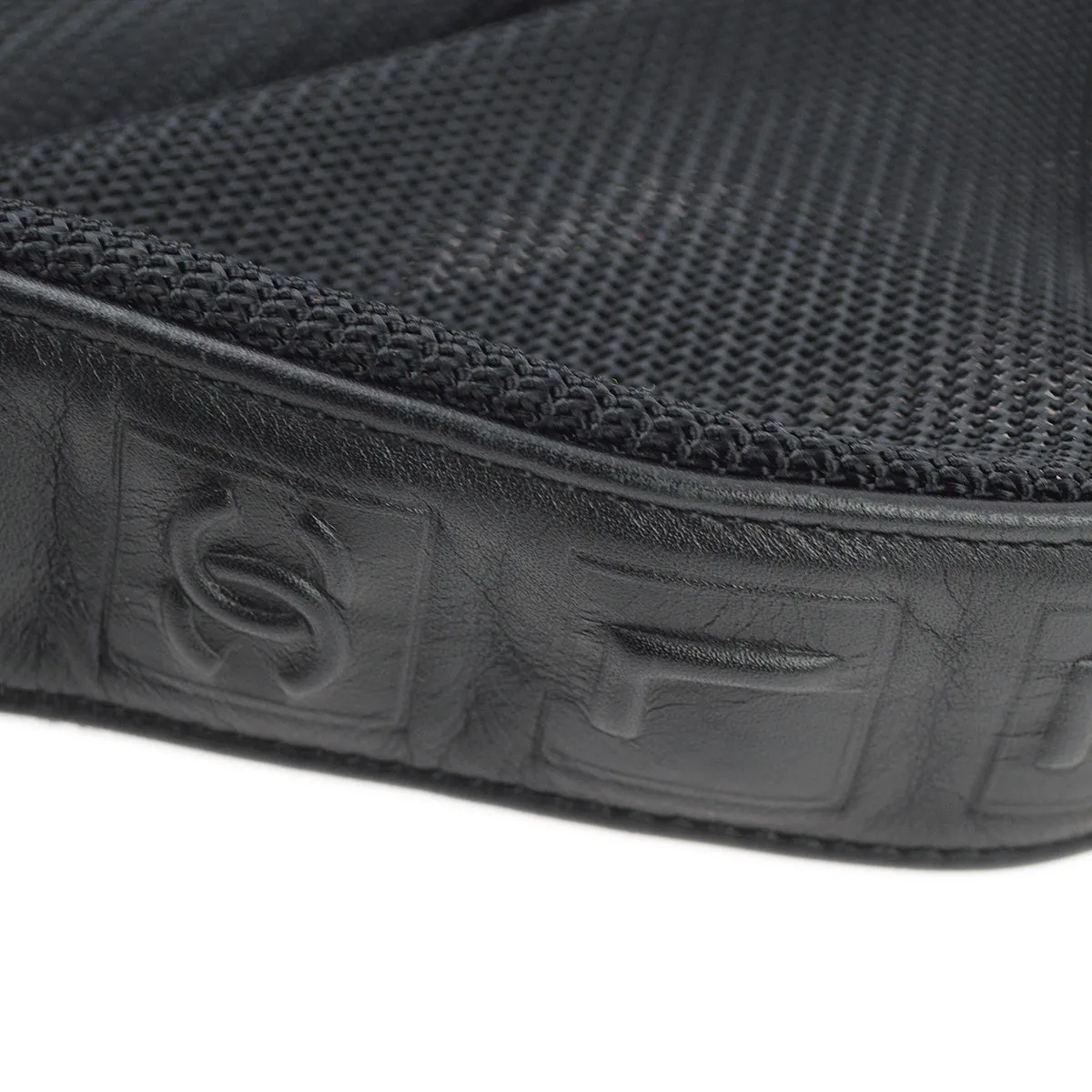 Chanel Black Canvas Fringe Mesh Shoulder Bag