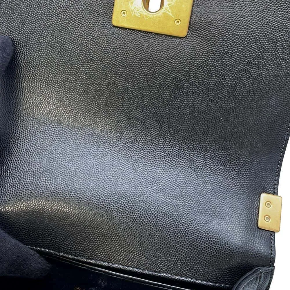 CHANEL Boy Chanel ChainShoulder Black A67085 Caviar Leather Size Small