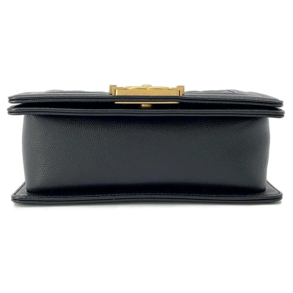 CHANEL Boy Chanel ChainShoulder Black A67085 Caviar Leather Size Small