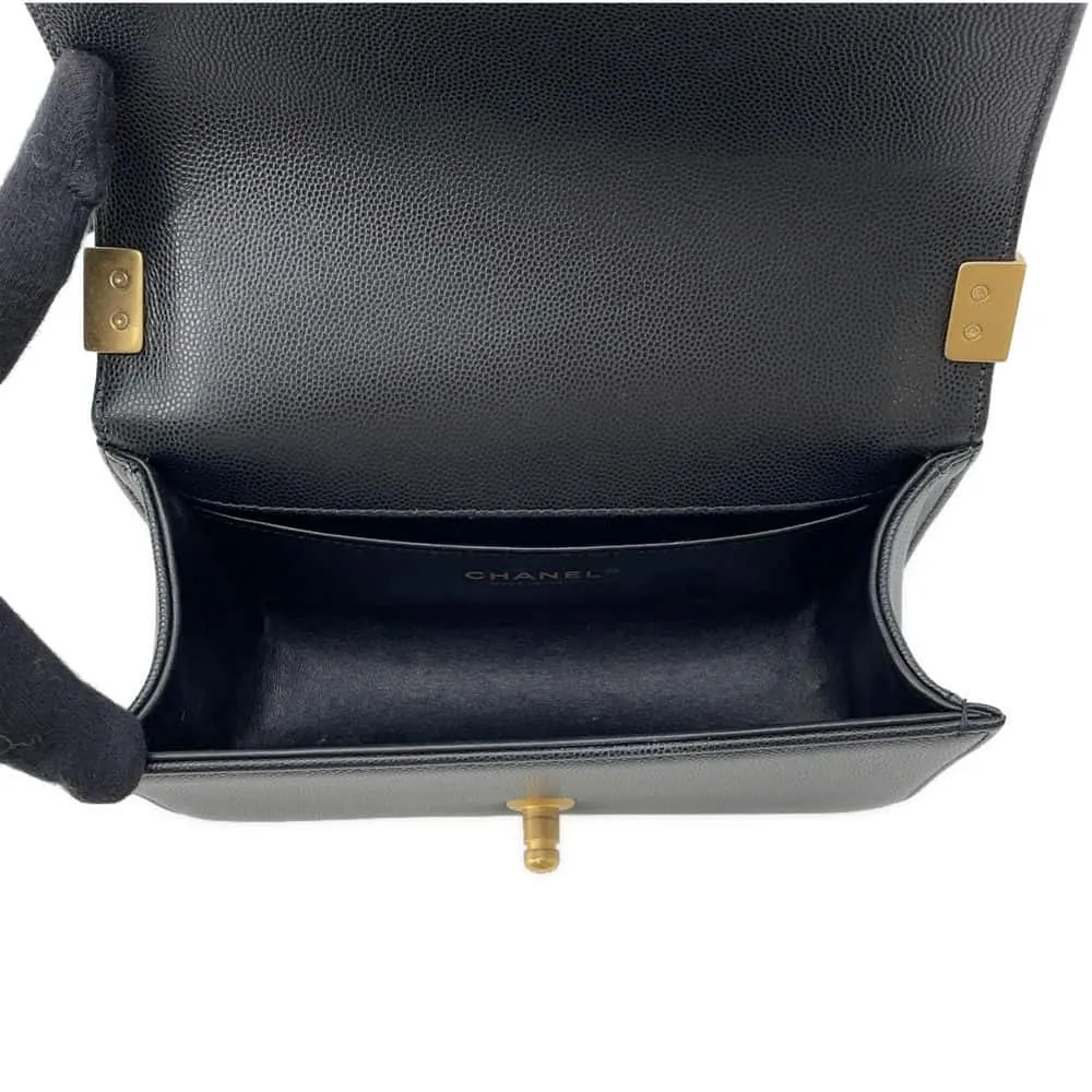 CHANEL Boy Chanel ChainShoulder Black A67085 Caviar Leather Size Small