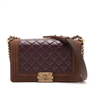 Chanel Boy Chanel Leather X Chain Shoulder Bag Bordeaux X Brown G  18th