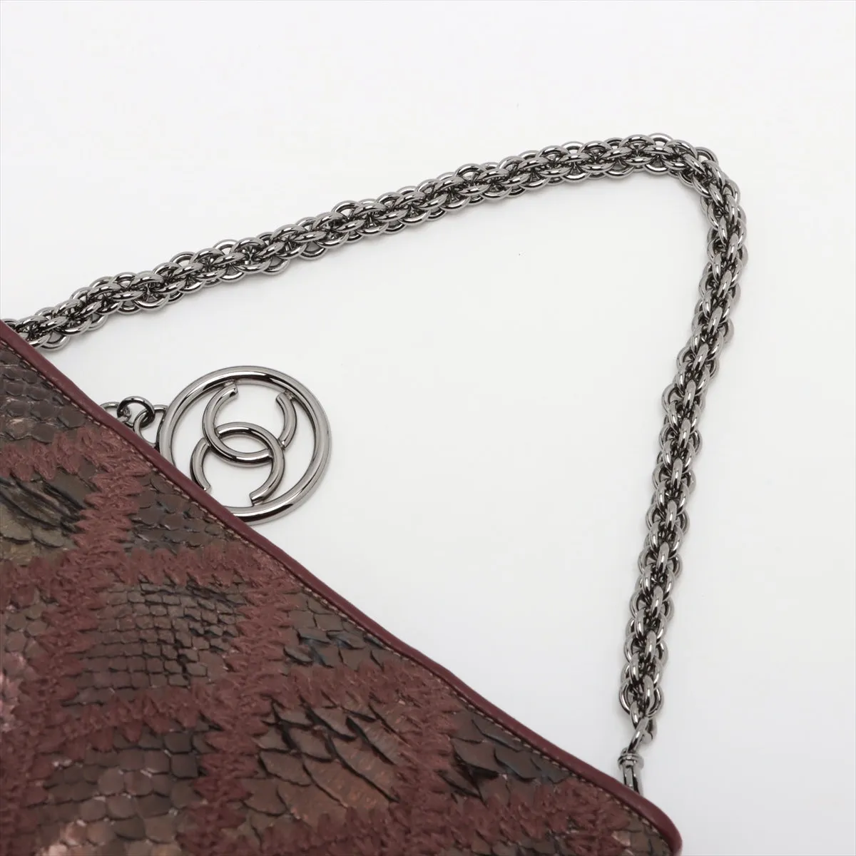 Chanel Coco Leather  Pearson Chain Shoulder Bag Multicolor Silver  11th