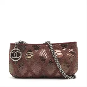 Chanel Coco Leather  Pearson Chain Shoulder Bag Multicolor Silver  11th