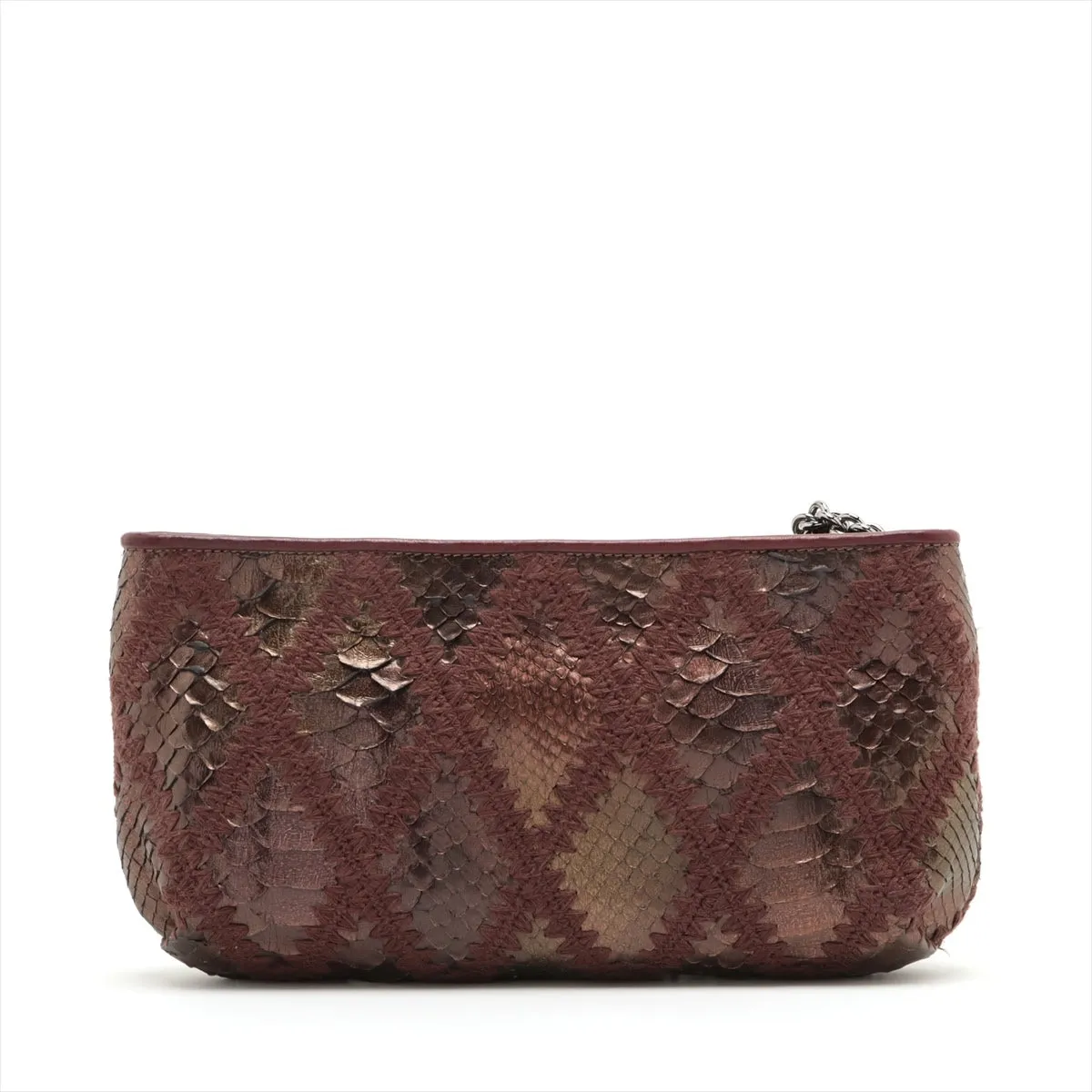 Chanel Coco Leather  Pearson Chain Shoulder Bag Multicolor Silver  11th